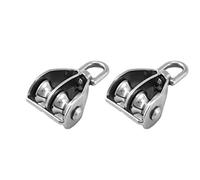 QWORK® 2 Piezas M15 Bloque de Polea Doble, Poleas para Cuerda de Acero Inoxidable 304 con Gancho Giratorio
