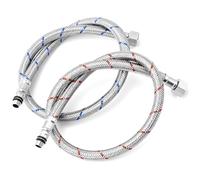 QWORK® 2 Piezas Manguera Flexible G3/8 x M10, Manguera Blindada de Acero Inoxidable de 60 cm, Manguera Flexible Trenzada, para Grifería de Cocinas y Baños