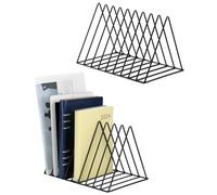 QWORK® 2 Piezas Organizador de Libros Triangular, Estante para Almacenamiento de Libros, 9 Ranuras, revistero, para almacenar Revistas, Libros, álbumes de Fotos