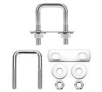 QWORK® 2 Piezas pernos en U de 304 acero inoxidable M8, tornillos en U de 30x60 mm, alta capacidad de carga, con tuerca, placa de marco y arandela, para múltiples aplicaciones