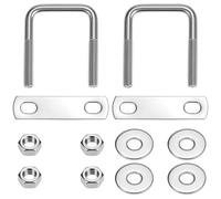 QWORK® 2 Piezas pernos en U de 304 acero inoxidable M8, tornillos en U de 40x65 mm, alta capacidad de carga, con tuerca, placa de marco y arandela, para múltiples aplicaciones