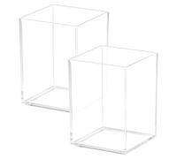 QWORK® 2 Piezas Portalapices de acrilico, brochas de maquillaje acrílicas, organizadores de escritorio transparentes para oficina, aula y hogar