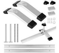 QWORK® 2 Piezas riel con ranura en T M8, 40 cm riel deslizante de aluminio con anillo de acero inoxidable y cuerpo de placa de presión, para sierras de mesa y trabajo en madera