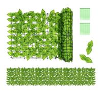 QWORK® 2 Piezas Seto Artificial Ocultacion, Pantalla de Privacidad de Hojas de Sandia Artificial, Setos Artificiales, 50x300CM