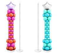 QWORK® 2 Piezas soportes de columnas ajustables para globos, 2M soporte para globos con accesorios, para decoraciones de cumpleaños, bodas, graduaciones y Navidad