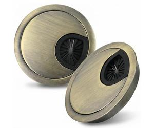 QWORK® 2 Piezas Tapa Pasacables 60mm, Embellecedor Agujero Mesa con Junta Antipolvo para Mesa y Encimeras (Bronce)
