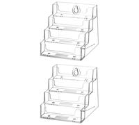 QWORK® 2 Piezas Tarjeteros de Acrílico con 4 Compartimentos, Expositor de Tarjetas de Visita Transparente para Oficina, Comercio Minorista y Almacenamiento de Escritorio
