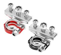 QWORK® 2 piezas terminales de batería de 12 v, abrazaderas de terminal de batería de 3 vías para coches, furgonetas, caravanas y autocaravanas, rojo y negro