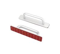 QWORK® 2 Piezas Tiradores Puertas Correderas Autoadhesivo, Tirador Puerta Adhesivo de Aleación de Aluminio para Puertas Correderas Garaje Granero Jardín Portones, 148 x 25 mm Plata