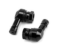 QWORK 2 Piezas Válvula de Ángulo de 90 Grados para Motocicleta, Válvula de Neumático Tubeless de Aluminio, Adaptador de Inflado, Negro