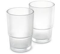 QWORK® 2 Piezas Vaso para Cepillo de Dientes Repuesto, Vidrio Mate, para Soportes de cepillos de Dientes montados en la Pared