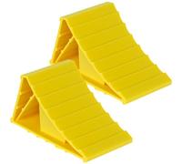QWORK® 2 Unidades Cuña para Ruedas de Coches 155x100x100 mm, Base Antideslizante, calzos para remolques, adecuados para caravanas, Amarillo