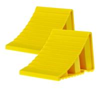 QWORK® 2 Unidades Cuña para Ruedas de Coches 200x120x110 mm, Base Antideslizante, calzos para remolques, adecuados para caravanas, Amarillo