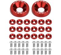 QWORK® 20 Pares M6 Arandela de Aluminio Anodizado y M6x20mm Tornillo de Acero Inoxidable para Defensas y Parachoques del Coche - Rojo