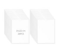 QWORK® 20 Piezas Bolsillos Autoadhesivos, A4 Vertical, Porta Folletos Portadocumentos de PVC Transparente, Impermeable y Resistente