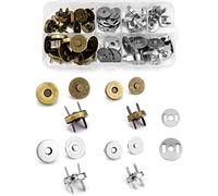 QWORK® 20 Piezas Botónes Magneticos, Ø14mm/18mm Cierre de Botones para Bolsos Carteras Monederos y Ropa (Bronce & Plateado)