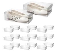 QWORK® 20 Piezas Cajas de Zapatos, Cajas de Almacenamiento de plástico, Caja de Zapatos Transparente Plegable, Cajas de Almacenamiento de Zapatos con Tapa, para Zapatos de Mujer