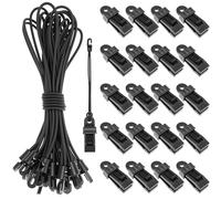 QWORK® 20 Piezas Clips para Lona y 20 Piezas 25cm Cuerdas elásticas con Gancho Clips para Camping, Lonas y más