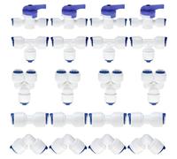QWORK® 20 Piezas conexión línea entrada agua, 1/4" accesorio de filtro de línea de entrada de agua, accesorio de filtro de agua tipo T + Y + I + L