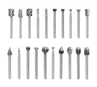 QWORK® 20 piezas Fresas Rotativas de Carburo HSS - Eje de 3 mm - para Talla y Grabado en Madera, Metal y Plásticos