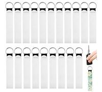 QWORK® 20 Piezas Llaveros de Neopreno en Blanco para Sublimación, Llaveros de Cuero para Sublimaciones