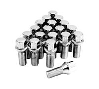 QWORK® 20 Piezas M14x1.5, Pernos de Rueda, Diámetro 28 mm, Collar Cónico 60°, Compatible Con Audi BMW, Peugeot, Benz, Citroen, Cromo