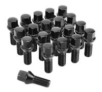 QWORK® 20 Piezas M14x1.5, Pernos de Rueda, Diámetro 28 mm, Collar Cónico 60°, Compatible Con Audi BMW, Peugeot, Benz, Citroen, Negro