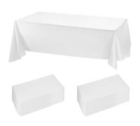 QWORK® 20 Piezas Mantel Largo Blanco, Plástico, 274 x 137 cm, Mantel Impermeable, Adecuado para Restaurantes, Bodas, Fiestas y Eventos Especiales