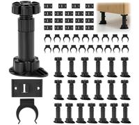 QWORK® 20 Piezas Mesa Regulables Pie, Patas Muebles Cocina, con 10 Piezas de Clip de Base y Placa de conexión, Rango extendido: 100-120 mm