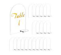 QWORK® 20 Piezas Números de Mesa de Acrílico para Bodas, Recepción, Soporte de Vidrio Acrílico, Decoración de Fiesta de Cumpleaños de Boda - 10 x 15 cm
