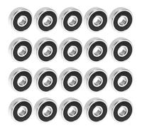 QWORK® 20 piezas rodamientos de bolas 625 RS, 5 x 16 x 5 mm, de acero para cojinetes, sellados con goma, para engranajes, motores y herramientas manuales y eléctricas.