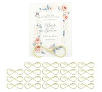 QWORK® 20 Piezas Soportes Tarjetas de 8 Formas, Mini Soportenúmeros de Mesa, Soporte para Tarjetas Metal, para Bodas, Fiestas, Eventos