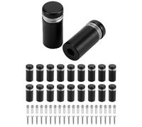 QWORK® 20 piezas Tornillo de Publicidad de acero inoxidable, 12x25 mm, soportes de vidrio para carteles de montaje en pared, para publicidad con tornillos, negro