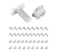 QWORK® 20 piezas tornillos con cabeza de martillo M10 x 25, tuerca en T atornillable, acero inoxidable A2-70 con tuercas con brida, para carril de montaje solar fotovoltaico