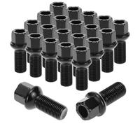 QWORK® 20 Piezas Tornillos de Rueda, Coche Pernos de Rueda M14x1.5x27mm Cono y Borde Negro