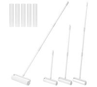 QWORK® 24 cm Rodillo de Pelusa Extensible para Pelo de Mascotas con Cubierta Antipolvo, 6 recambios (300 Hojas), Mango Ajustable 25-124cm