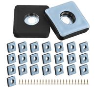 QWORK® 24 Piezas Almohadillas para Muebles, 25x25 mm Muebles Deslizadores Cuadrado con Acero Inoxidable Tornillo, para Sillas, Mesas, Sofás