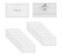 QWORK® 24 Piezas placas identificativas transparentes, placas identificativas impermeables con clip, para conferencias, oficinas, ferias