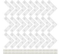 QWORK® 24 piezas soporte de esquina plano en forma de L, 60 mm x 60 mm, placas de reparación en ángulo recto de acero inoxidable con tornillos para reparación de muebles