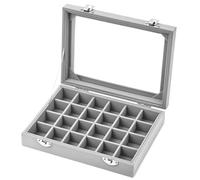 QWORK® 24 Slot Joyero De Terciopelo, Caja para Pendientes con Cubierta Transparente, para Viajes Y Almacenamiento En El Hogar