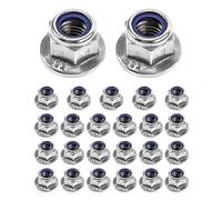 QWORK® 25 Piezas M10 Tuerca de Brida Hexagonal con Inserción de Nylon - Acero Inoxidable 304