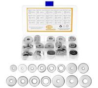 QWORK® 250 Piezas arandelas, arandelas planas de acero inoxidable 304 para tornillos, 15 tamaños de arandelas para la variedad de pernos