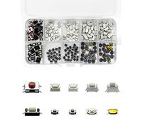 QWORK® 250 Piezas Micro Interruptor Botón táctil, Pulsador Micro Interruptor, con Caja de plástico, para Llaves de Control Remoto de automóvil, 10 Tipos