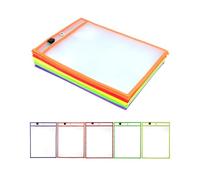 QWORK® 25X Bolsillos de Borrado en Seco A4, Bolsillos Transparentes Reutilizables en 5 Colores, Suministros de Oficina y Enseñanza