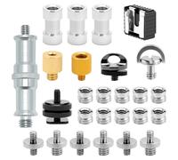 QWORK® 26 piezas de tornillos de rosca, de 1/4" a 3/8", de 1/4" a 1/4", para trípode, cabezal esférico y accesorios de cámara