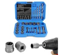 QWORK® 26 Piezas juego de extractores de tornillos profesional, inserto de llave de tubo, juego de extractores para mano izquierda, 8-19 mm