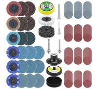 QWORK® 270 Piezas Discos de Lijado 50 mm, Discos de Lijado con 6.35 mm Vástago, Juego de Discos de Lijado con Papel de Lija Roll Lock de Grano 36-3000