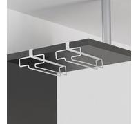 QWORK® 2pcs perchero para copas de vino, soporte para copa de vino, para colgar copas en la cocina, el bar o el comedor, blanco