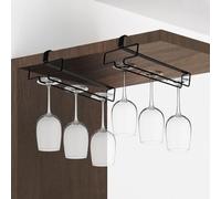 QWORK® 2pcs perchero para copas de vino, soporte para copa de vino, para colgar copas en la cocina, el bar o el comedor, negro