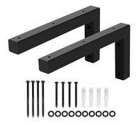 QWORK® 2x consola de metal resistente para lavabo, consola de pared angular de alta resistencia de 300 x 150 mm con material de fijación para lavabo y estante de pared - negro